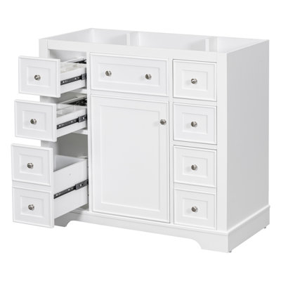 36" Bathroom Vanity without Sink, Cabinet Base Only, One Cabinet and Six Drawers