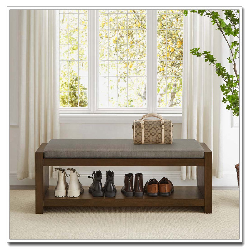 Bench with Lower Shelf Shoe Rack, Granite