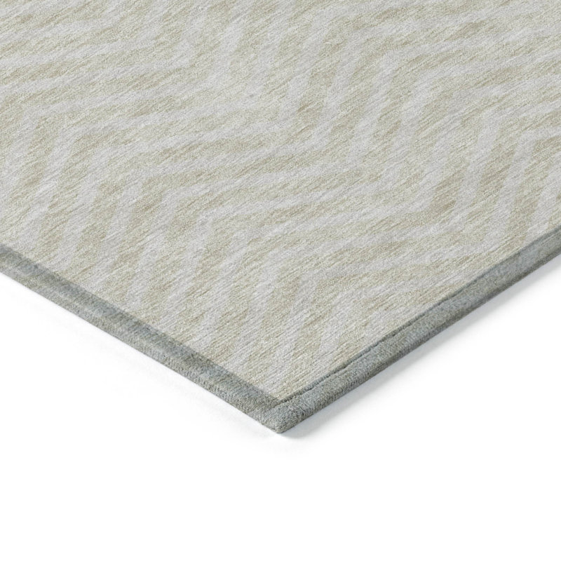 Tapis intérieur lavable à chevron beige 9 pi x 12 pi