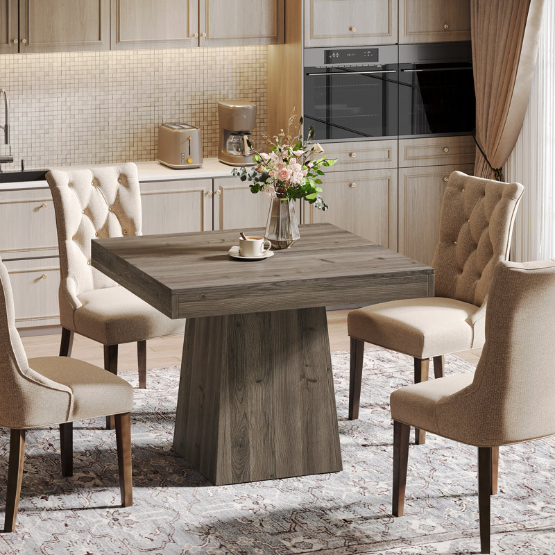 31.5 Inch Square Dining Table, Kitchen Table Small Dinner Table Farmhouse Dining Room Table, Light Gray