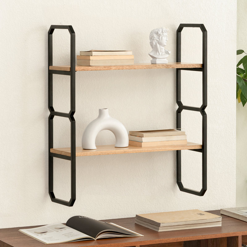 Tablette décorative murale en bois et métal Willow, Blond clair