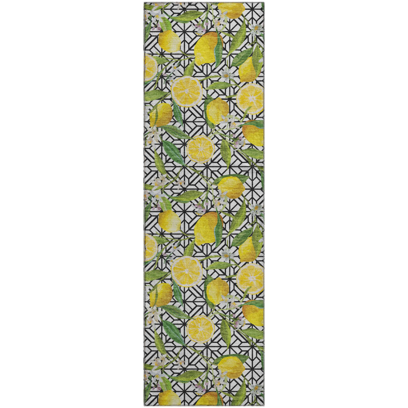 Tapis jaune de qualité supérieure lavable à la machine Bradenburg AMF160, Tapis de couloir 2 pi 3 po x 7 pi 6 po