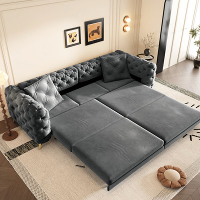 37.18 " Velvet Sleeper Sofa