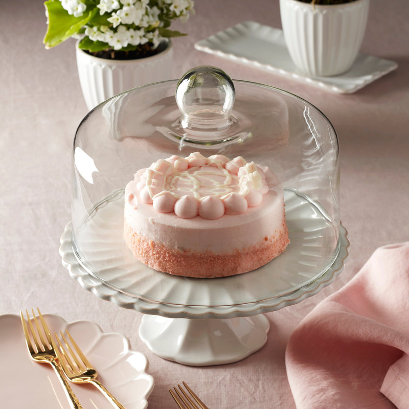 Lenox French Perle White Cake Plate With Dome