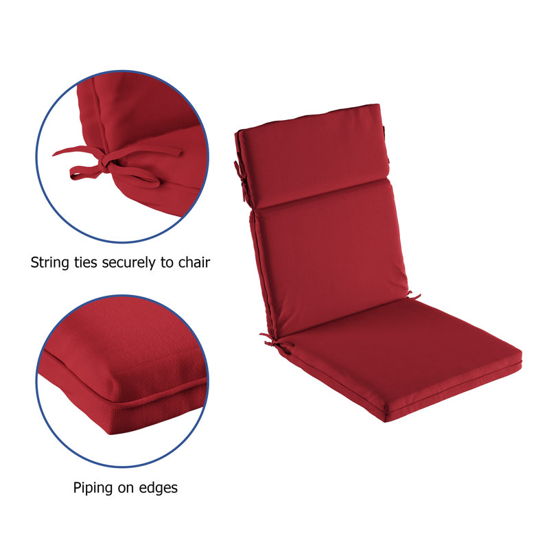 High-Back Outdoor Chair Cushions – 2 Pillows with UV and Water-Resistant Fabric – For Patio, Adirondack, or Dining Chairs by Lavish Home