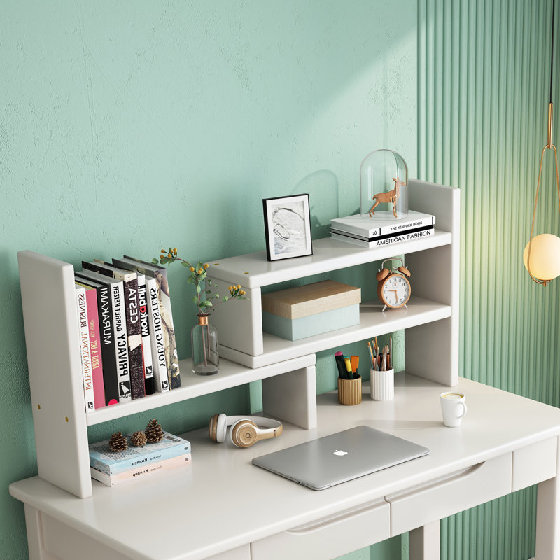 Planada Solid Wood Desktop Organizer Stackable Desk Organizer Bookshelf, White