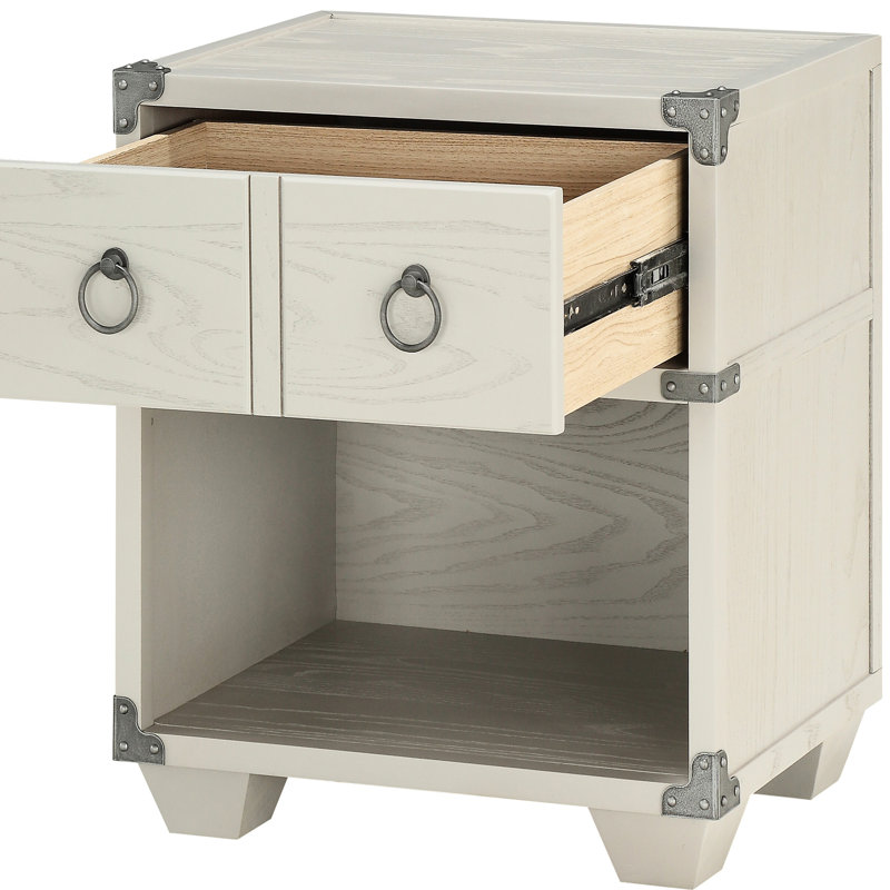 Table de chevet grise avec tablette et tiroir Easy-Reach de 16,5 pouces de profondeur