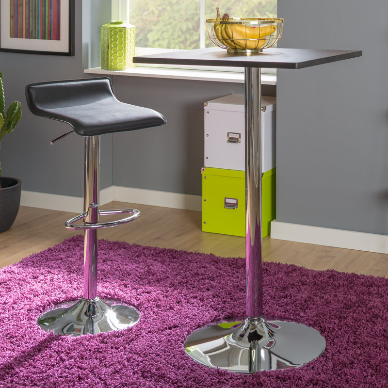 Bauder Glass Top Metal Base Dining Table, Black Wood