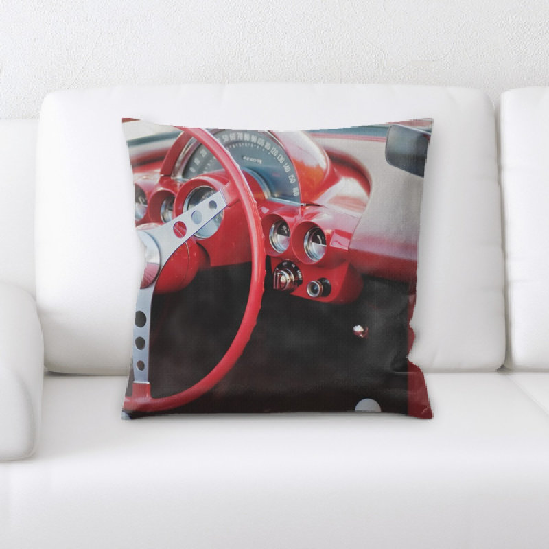 Steering Wheel Microsuede Reversible Throw Pillow