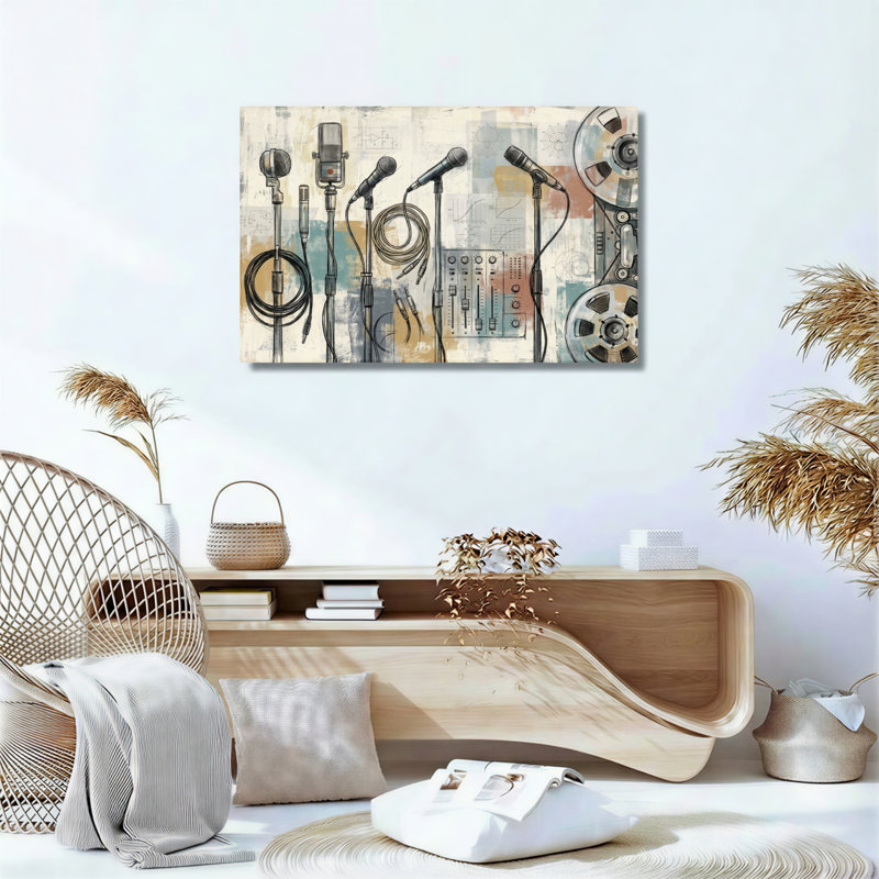 Ensemble de 1 tableau sur toile représentant du matériel de musique, 18"H x 24"W, Wrapped Canvas