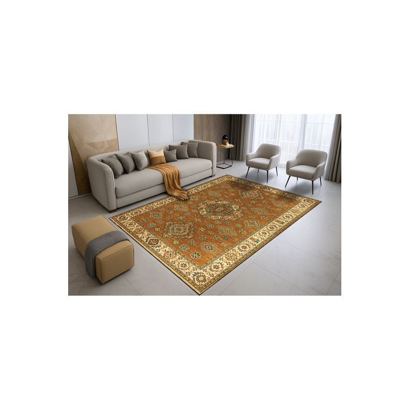 Tapis vert tissé à motif lavable Mosso, 2' x 2'11"