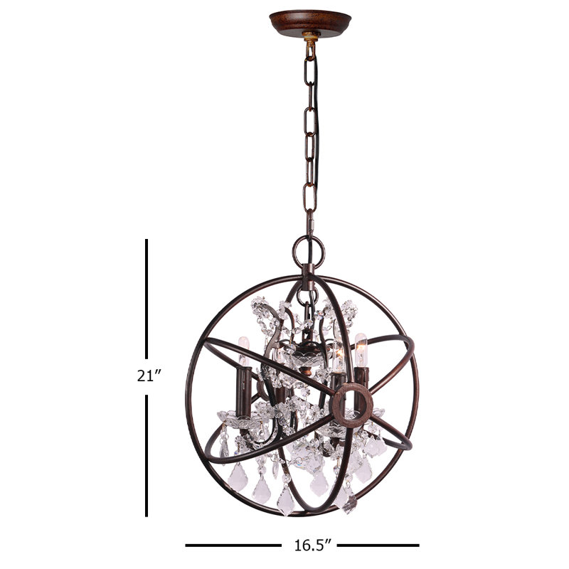 Neida 4 - Light Dimmable Globe Chandelier, Clear Crystals