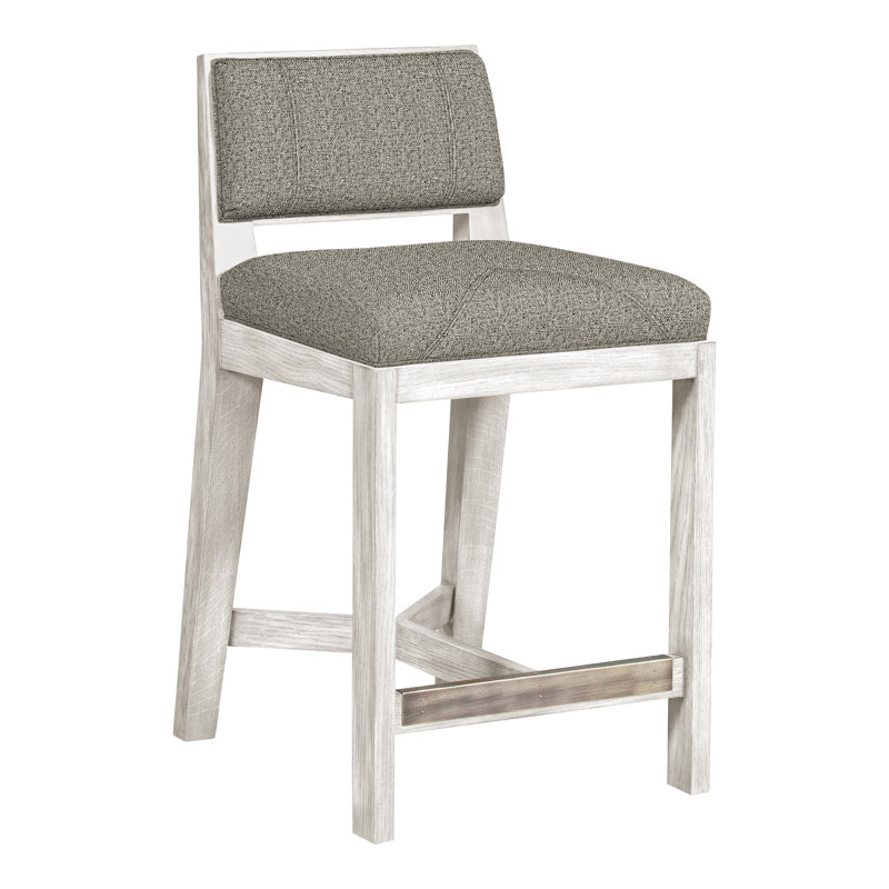 Scoville By Thom Filicia Upholstered Counter Stool with Solid Wood Frame, Casablanca, Graphite Tuck