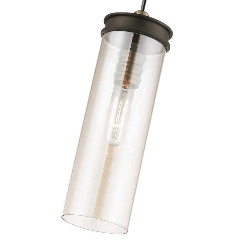 Luminaire suspendu cylindrique à 1 lumière Alanys, Champagne, Bronze
