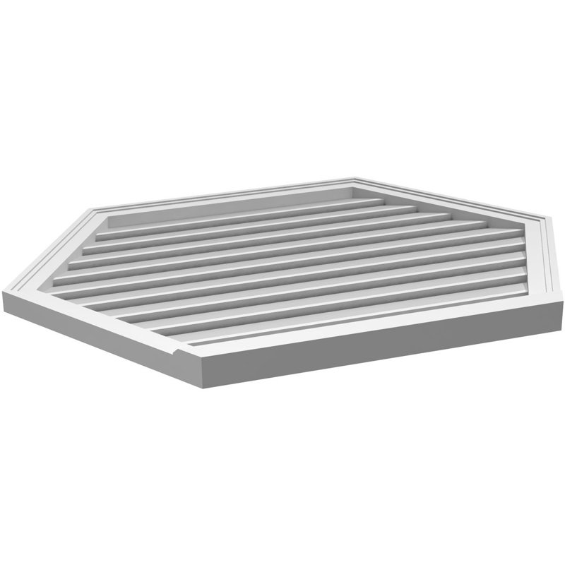 Horizontal Peaked Surface Mount Signature Urethane Functional Gable Vent, Primed Tan, 32" H x 42" W x 2" D