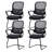 Home Office Desk Chair No Wheels Set Of 4, Ergonomic Executive Sled Base Mesh Computer Chairs With Comfy Arms And Lumbar Support For Home Bedroom Waiting Reception Guest