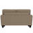 Tan Upholstered Loveseat with 4 Throw Pillows