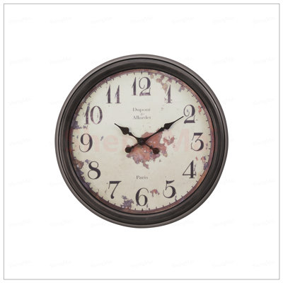 Horloge murale ronde de 20 pouces avec aiguilles en métal antique et chiffres faciles à lire, sans tic-tac