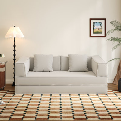 Sicilia 78.7'' Upholstered Convertible Sleeper Sofa Bed With 2 Pillows,Foldable Futon,Corduroy Sofa,Floor Lounge Couch