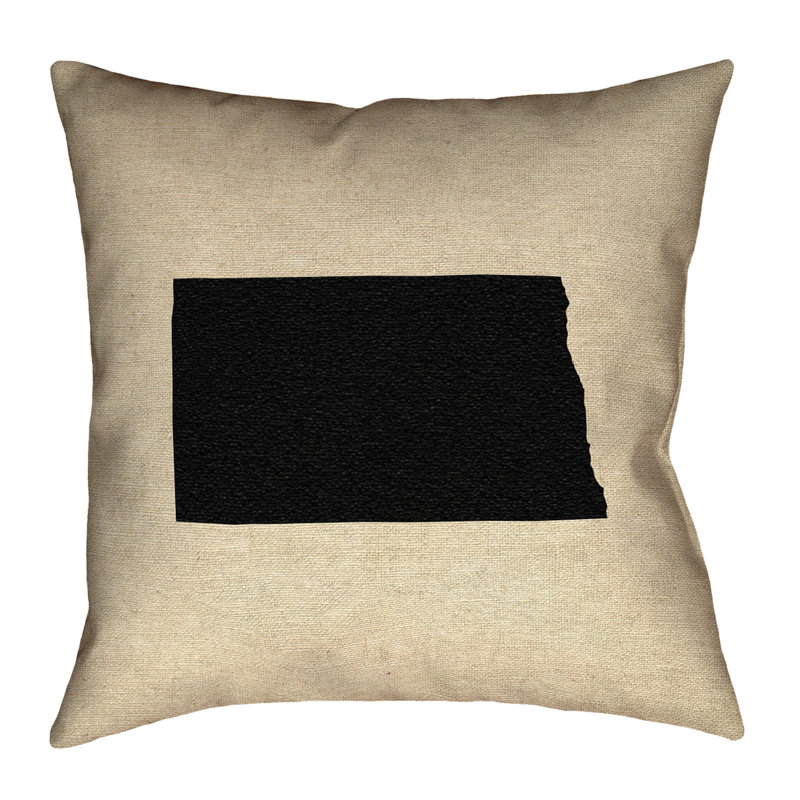 Oreiller Katelyn Smith North Dakota, Noir, 14 po x 14 po, Housse de coussin en coton sergé