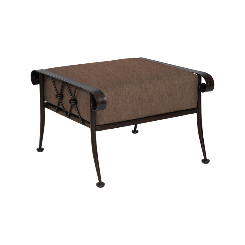 Derby Outdoor Ottoman, Canvas Bird's Eye Sunbrella® Canvas, Chestnut Brown