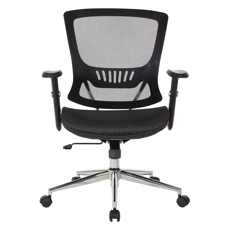 Executive Black Mesh and Metal Office Chair with Adjustable Arms