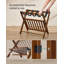Porte-bagage en bois massif, sans assemblage requis, porte-valise pliable, porte-bagage, avec tablette de rangement, pour chambre d'amis, hôtel, chambre à coucher, brun café