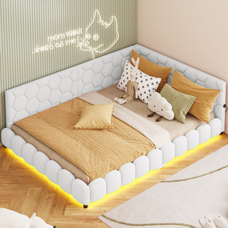 Daybed With LED Lights And Charging Station, White