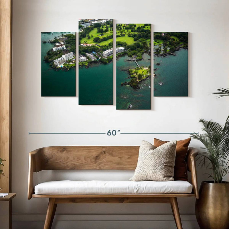 Vue aérienne de l'île de noix de coco Nicci, H 32 po x l 52 po