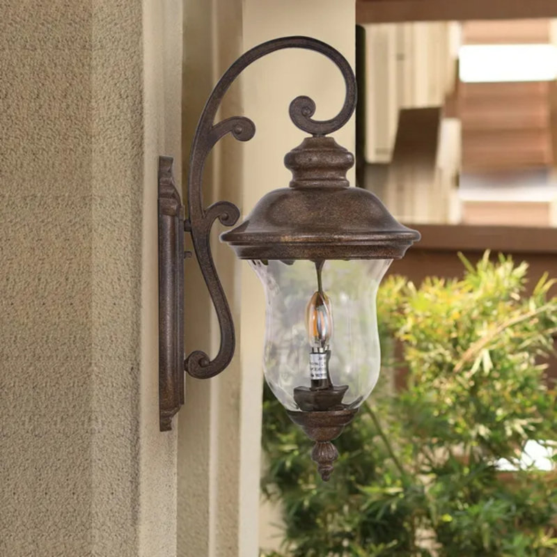 22"(h) Vintage Outdoor Wall Lantern, Weatherproof Exterior Wall Sconce Light With Clear Glass Shade, Waterproof Wall Mount Light Fixture For Patio Porch Entryway (1 Pack, No Bulb)