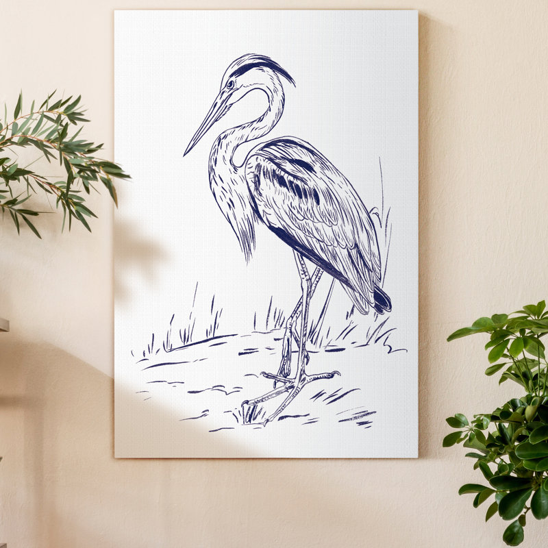 Indigo Heron I - impression sur toile tendue, H 48 po x l 32 po x P 1 po