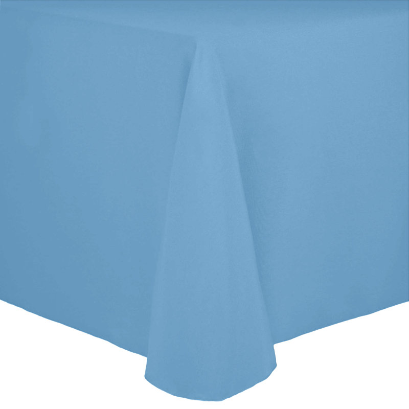 Solid Color Round Tablecloth, 108" x 132", Light Blue, 3