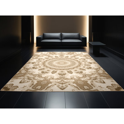 Tapis beige délavé à la machine Bergland