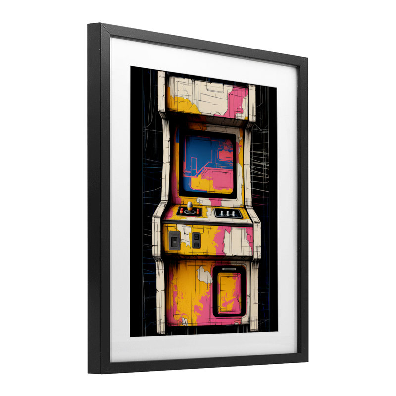 Impression rétro encadrée sous verre Joy Joy Jourays, conception par Lazar Studio, Cadre noir minuit, H 16 po x l 13 po