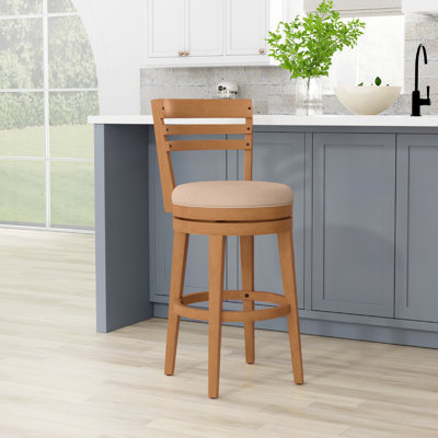 Sadeer Swivel Upholstered Counter Stool with Solid Wood Frame