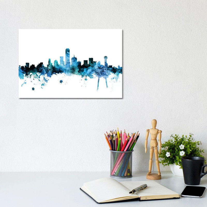 Dallas, Texas Skyline by Michael Tompsett - 1 Piece Wrapped Canvas Wall Art, 20.32 cm H x 30.48 cm W