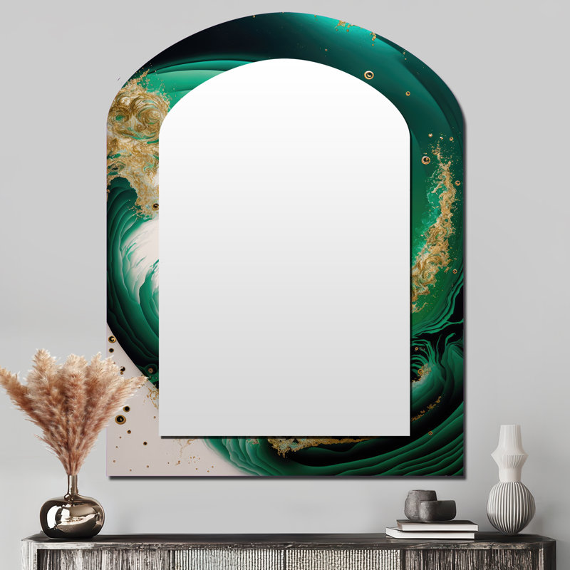 Emeraude vert et or abstrait vagues III, 43 po x 33 po