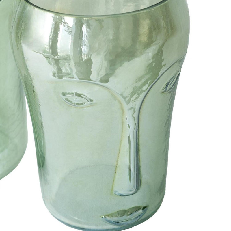 Ensemble de 2 vases de table en verre vert 2 pièces