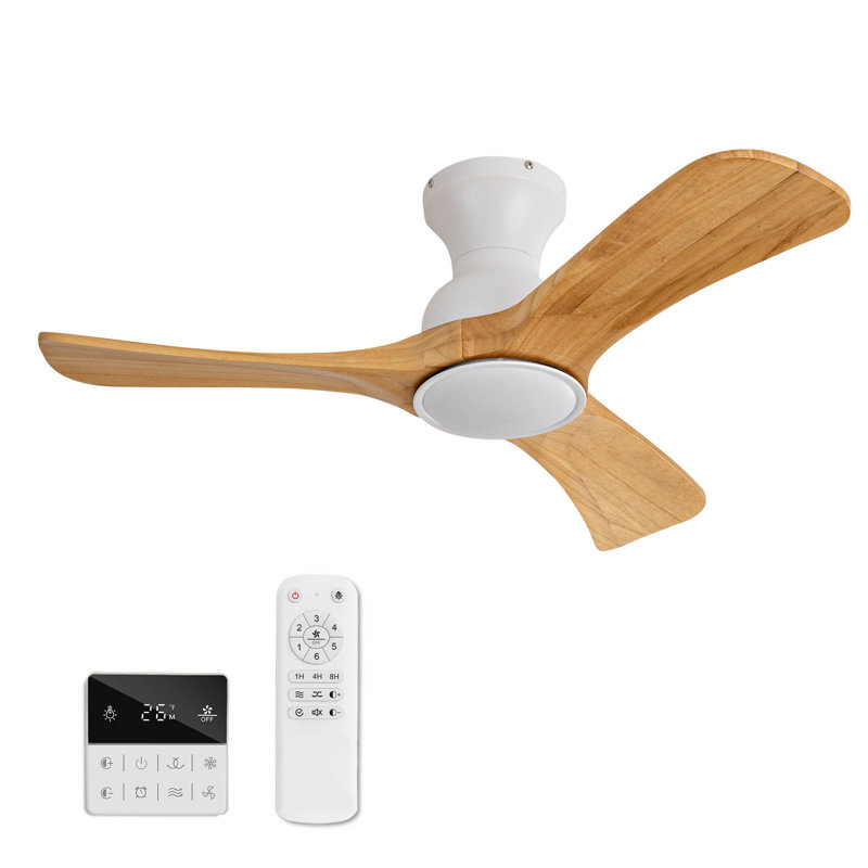 Ventilateurs de plafond avec lumières, Blanc, Bois naturel