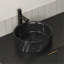14"Bathroom Round Ceramic Sink With Stone Pattern, No Faucet No Cabinet, Matte Black-1567055801