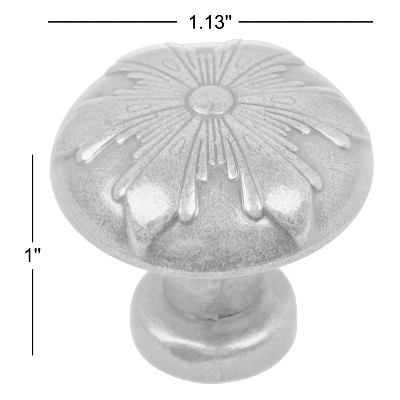 Paquet multiple de boutons de champignon de 1 1/8 po de diamètre, Étain satiné