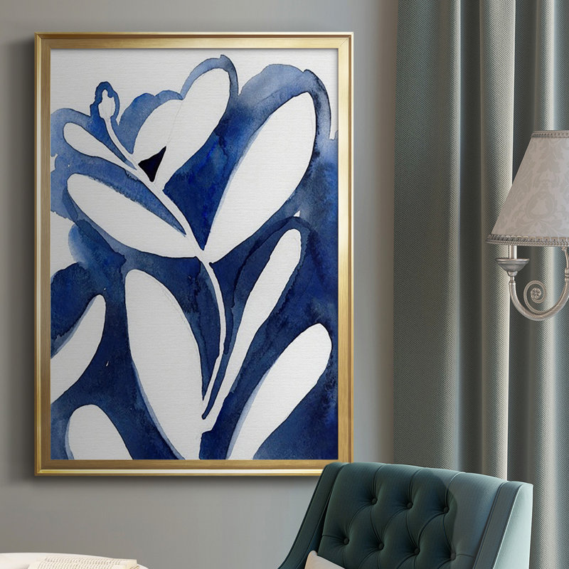 Bleu eucalyptus I - peinture à cadre unique, H 24,5 po x l 18,5 po x P 1,25 po, Or