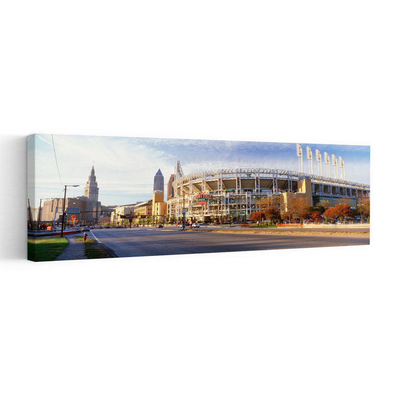 Low Angle View Of Baseball Stadium Jacobs Field Cleveland Ohio USA by James Schwabel - Wrapped Canvas Panoramic Print