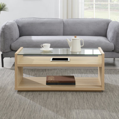 Jaffrey  Glass Coffee Table with Shelves