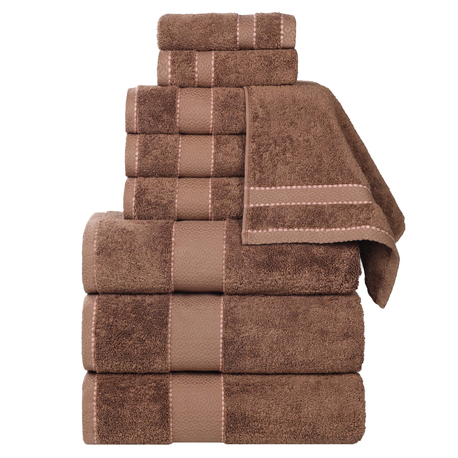 Niles 9-Piece Giza Cotton Towel Set, Chocolate