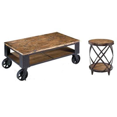 Addison Rectangular Starter Cocktail Table With Round Accent Table