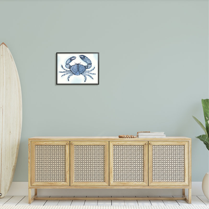 Crabe bleu, mer de griffes, Giclée encadrée noir minuit, H 16 po x l 20 po x P 1,5 po