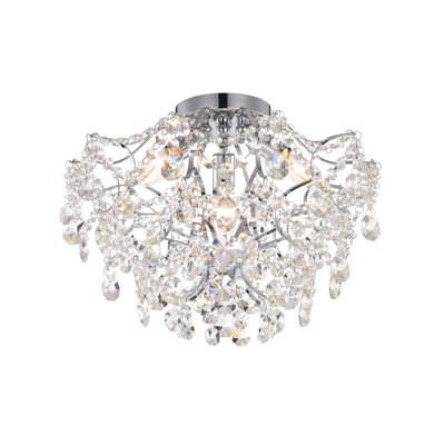 Myria 3-Light Crystal Semi Flush Mount 