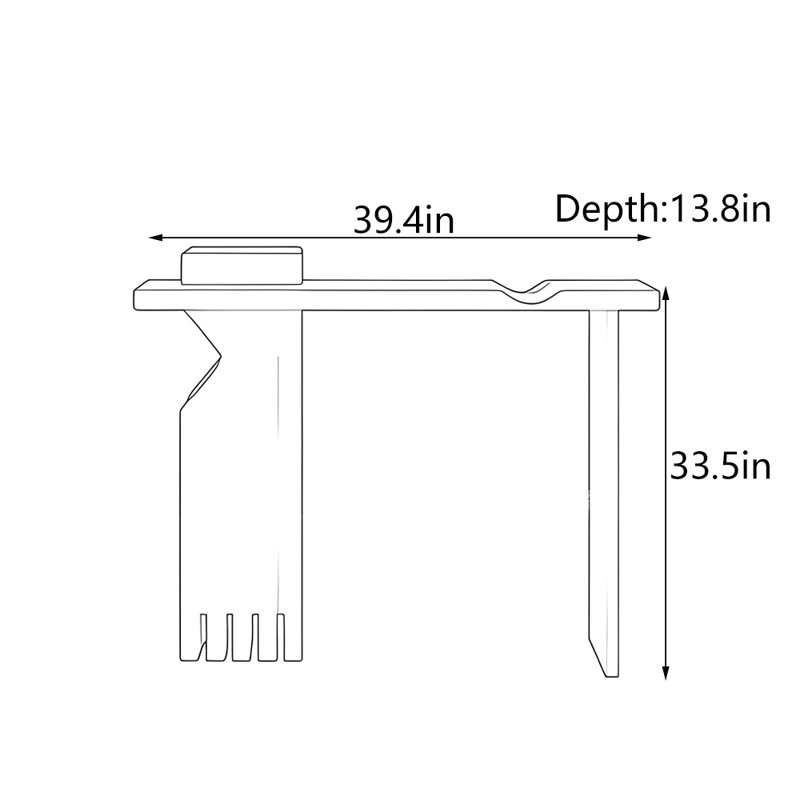 Table d'entrée en bois massif d'inspiration rétro, H 33,5 po x l 39,4 po x P 13,8 po