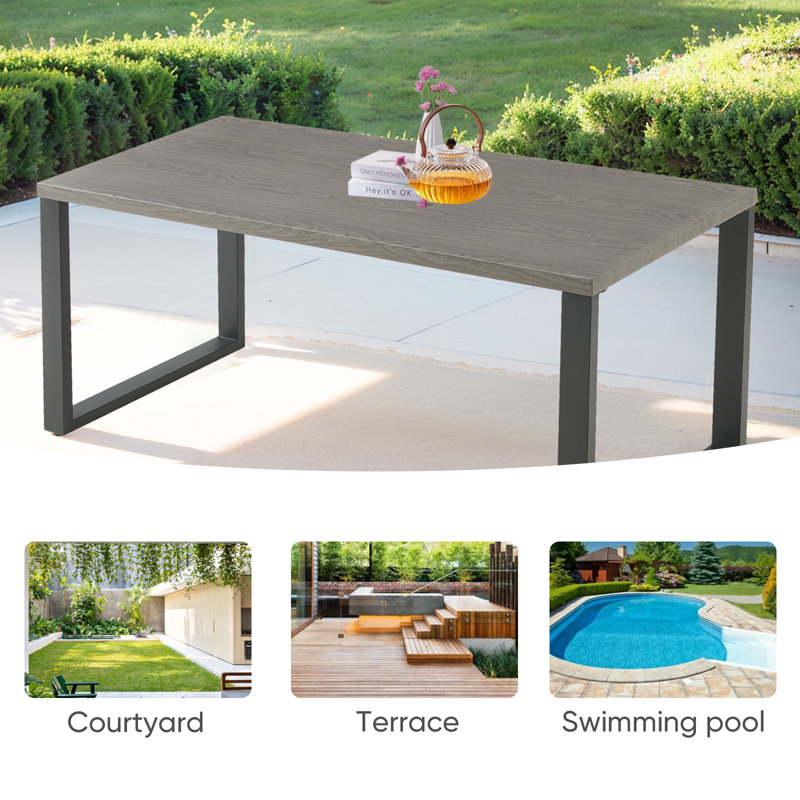 Edith Rectangular Metal Outdoor Dining Table , 52'' in. W 25'' in. D, Gray